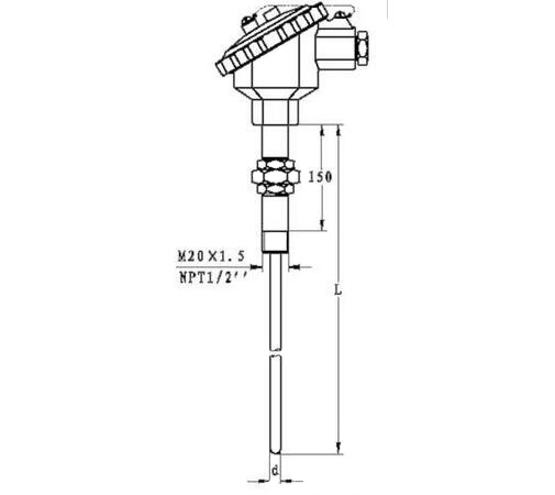 活動(dòng)管接頭安裝(也叫活絡(luò)管接頭)熱電阻圖示
